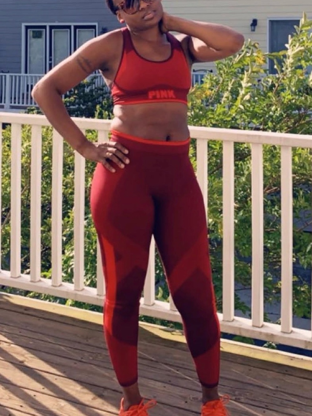 PINK Red Seamless Sports Bra & Leggings Set